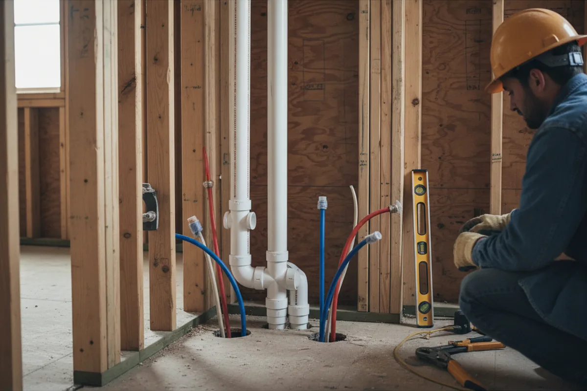 Drain and supply rough-in during Leak Detection in Diggs
